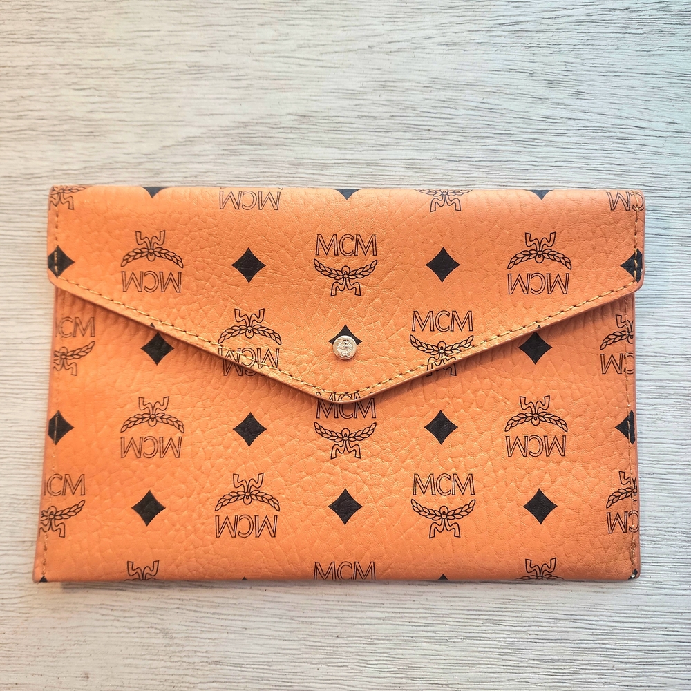 MCM Cognac Logo Clutch